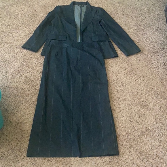 Vintage NWOT Chapter One dark denim skirt set with a white stripe no size tag - Picture 4 of 12